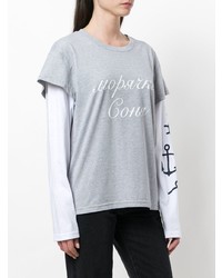 T-shirt à manche longue imprimé gris Natasha Zinko