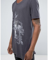 T-shirt à manche longue imprimé gris Asos