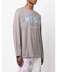 T-shirt à manche longue imprimé gris MSGM