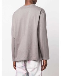 T-shirt à manche longue imprimé gris MSGM