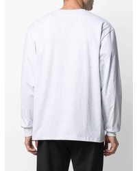 T-shirt à manche longue imprimé gris MSGM