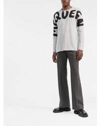 T-shirt à manche longue imprimé gris Alexander McQueen