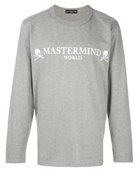 T-shirt à manche longue imprimé gris Mastermind World