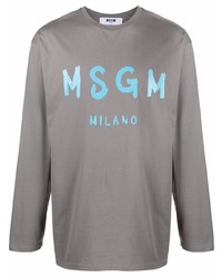 T-shirt à manche longue imprimé gris MSGM