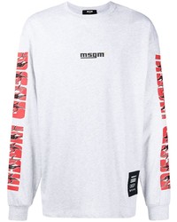 T-shirt à manche longue imprimé gris MSGM