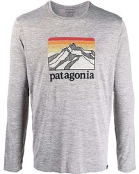 T-shirt à manche longue imprimé gris Patagonia