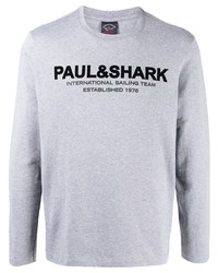 T-shirt à manche longue imprimé gris Paul & Shark