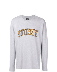 T-shirt à manche longue imprimé gris Stussy