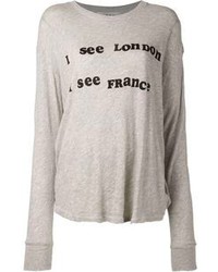 T-shirt à manche longue imprimé gris Wildfox Couture