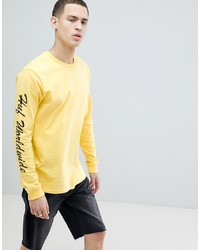 T-shirt à manche longue imprimé jaune HUF