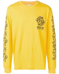 T-shirt à manche longue imprimé jaune Sss World Corp