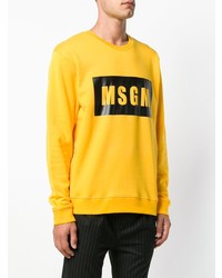 T-shirt à manche longue imprimé jaune MSGM