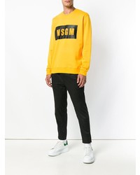 T-shirt à manche longue imprimé jaune MSGM