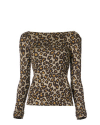 T-shirt à manche longue imprimé léopard marron Rosetta Getty