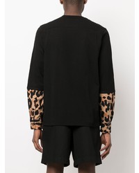 T-shirt à manche longue imprimé léopard noir Sacai