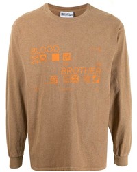 T-shirt à manche longue imprimé marron clair Blood Brother