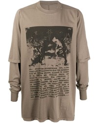 T-shirt à manche longue imprimé marron clair Rick Owens DRKSHDW