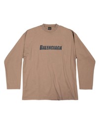 T-shirt à manche longue imprimé marron Balenciaga