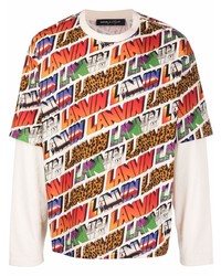T-shirt à manche longue imprimé multicolore Lanvin