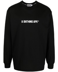 T-shirt à manche longue imprimé noir et blanc A Bathing Ape