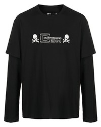 T-shirt à manche longue imprimé noir et blanc C2h4