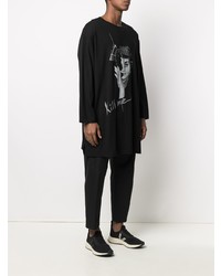 T-shirt à manche longue imprimé noir et blanc Yohji Yamamoto