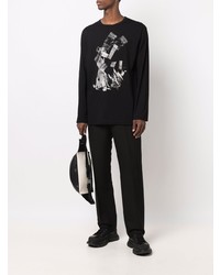 T-shirt à manche longue imprimé noir et blanc Yohji Yamamoto