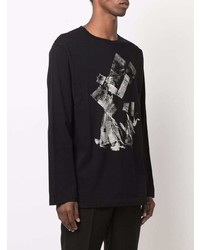 T-shirt à manche longue imprimé noir et blanc Yohji Yamamoto