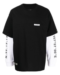 T-shirt à manche longue imprimé noir et blanc Izzue