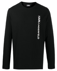 T-shirt à manche longue imprimé noir et blanc Karl Lagerfeld