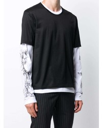 T-shirt à manche longue imprimé noir et blanc Alexander McQueen