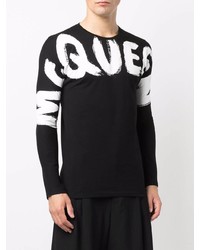 T-shirt à manche longue imprimé noir et blanc Alexander McQueen