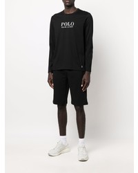 T-shirt à manche longue imprimé noir et blanc Polo Ralph Lauren