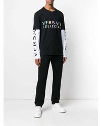 T-shirt à manche longue imprimé noir et blanc Versace Collection