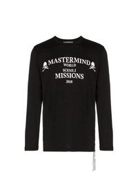 T-shirt à manche longue imprimé noir et blanc Mastermind Japan