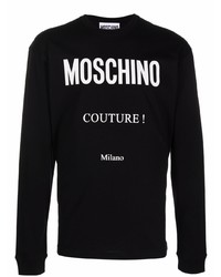 T-shirt à manche longue imprimé noir et blanc Moschino