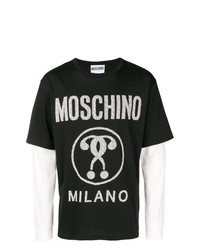 T-shirt à manche longue imprimé noir et blanc Moschino