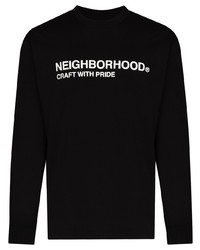 T-shirt à manche longue imprimé noir et blanc Neighborhood
