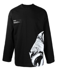 T-shirt à manche longue imprimé noir et blanc Oamc