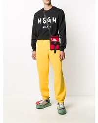 T-shirt à manche longue imprimé noir et blanc MSGM