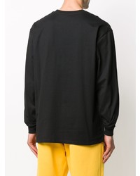 T-shirt à manche longue imprimé noir et blanc MSGM