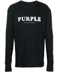 T-shirt à manche longue imprimé noir et blanc purple brand