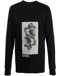 T-shirt à manche longue imprimé noir et blanc Rick Owens DRKSHDW