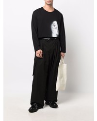 T-shirt à manche longue imprimé noir et blanc Yohji Yamamoto