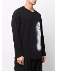 T-shirt à manche longue imprimé noir et blanc Yohji Yamamoto