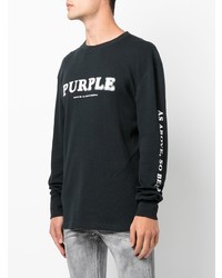 T-shirt à manche longue imprimé noir et blanc purple brand