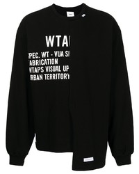T-shirt à manche longue imprimé noir et blanc WTAPS