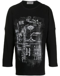 T-shirt à manche longue imprimé noir et blanc Yohji Yamamoto