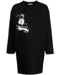 T-shirt à manche longue imprimé noir et blanc Yohji Yamamoto