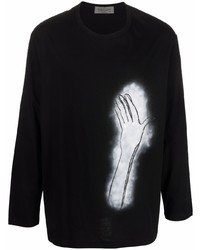 T-shirt à manche longue imprimé noir et blanc Yohji Yamamoto